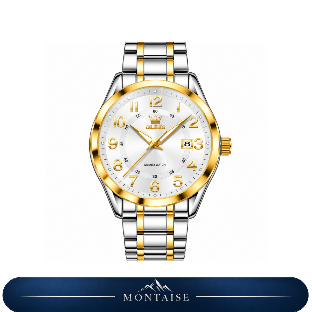 Relógio feminino Lucerne bicolor mostrador branco Montaise