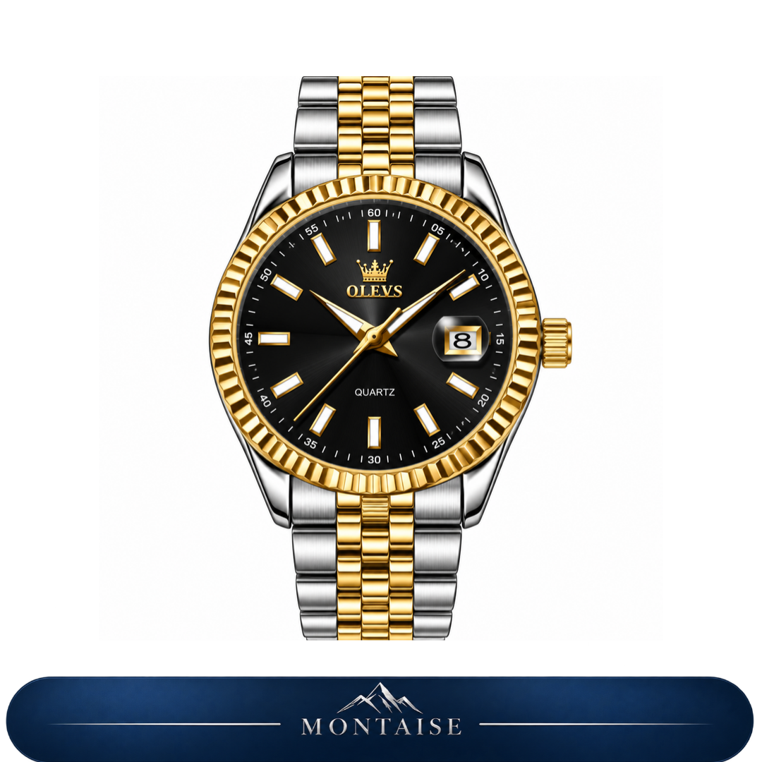 Relógio feminino Montreux bicolor mostrador preto Montaise