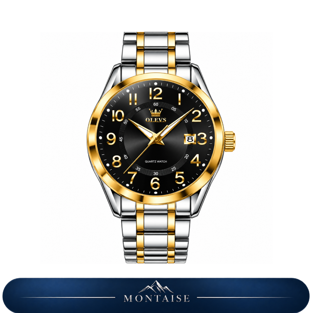 Relógio feminino Lucerne bicolor mostrador preto Montaise