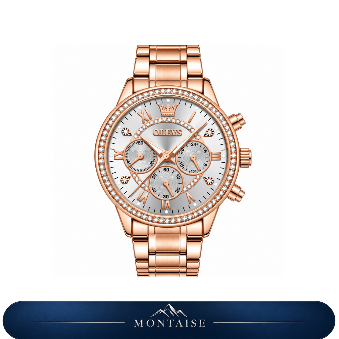 Relógio feminino Sierre bicolor rosé e prateado mostrador branco Montaise