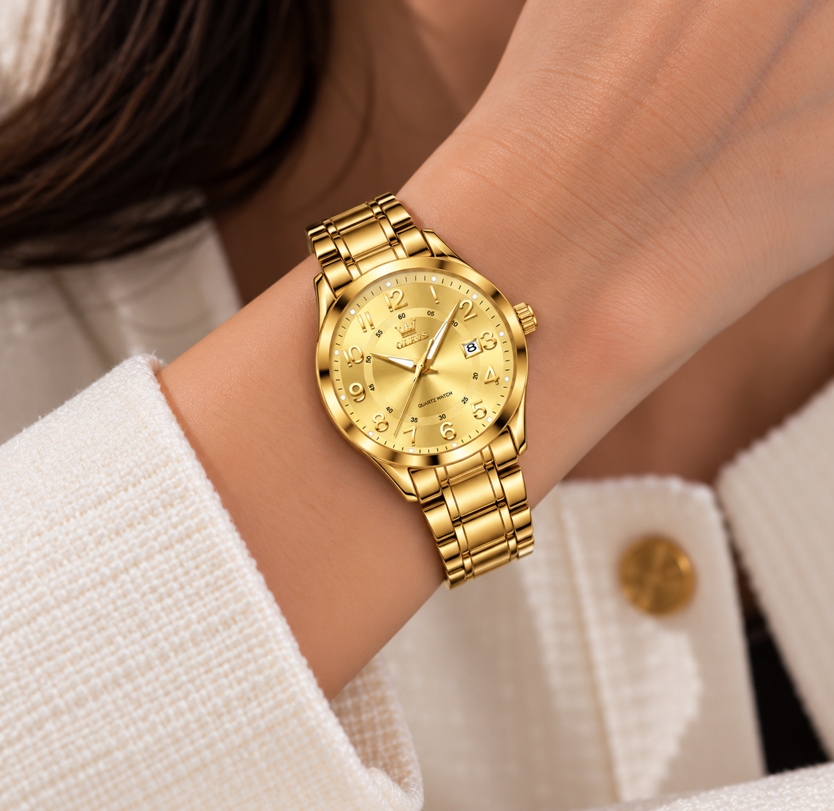 Relógio Feminino Lucerne Dourado Mostrador Dourado Femme Montaise