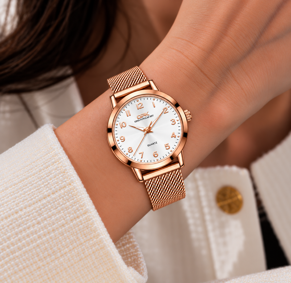 Relógio Feminino Annecy Rosé Mostrador Branco Femme Montaise