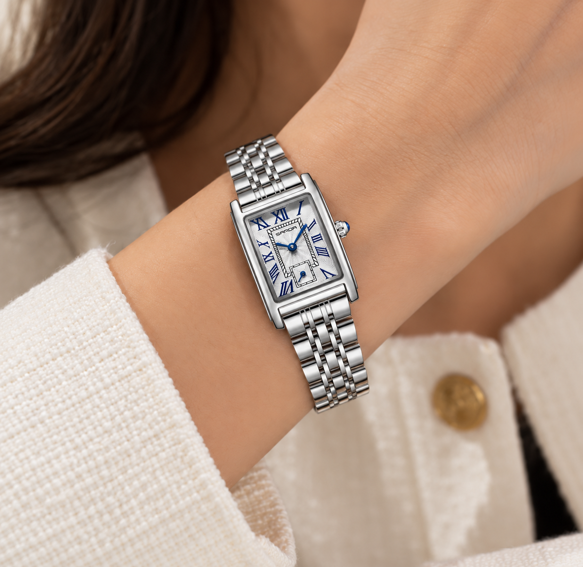 Relógio Feminino La Chaux Prateado Pulseira Metálica Femme Montaise