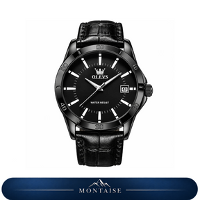 Relógio masculino Montaise Varel com mostrador preto, caixa preta e pulseira preta