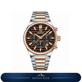 Relógio masculino Montaise Sion com mostrador marrom e detalhes rosé