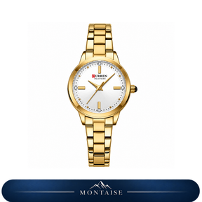 Relógio feminino Évian dourado mostrador branco Montaise