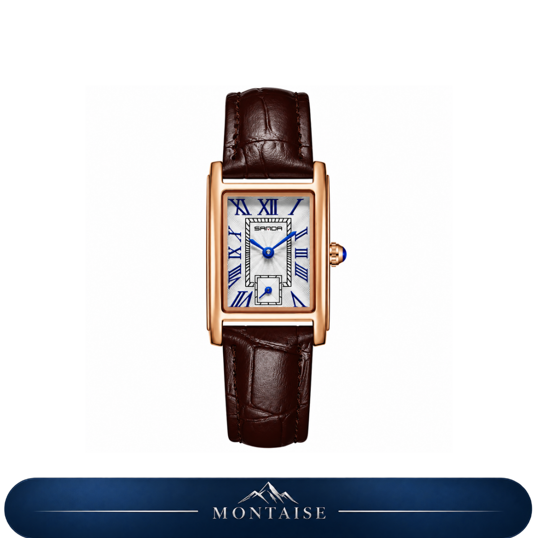 Relógio feminino La Chaux rosé pulseira de couro marrom Montaise