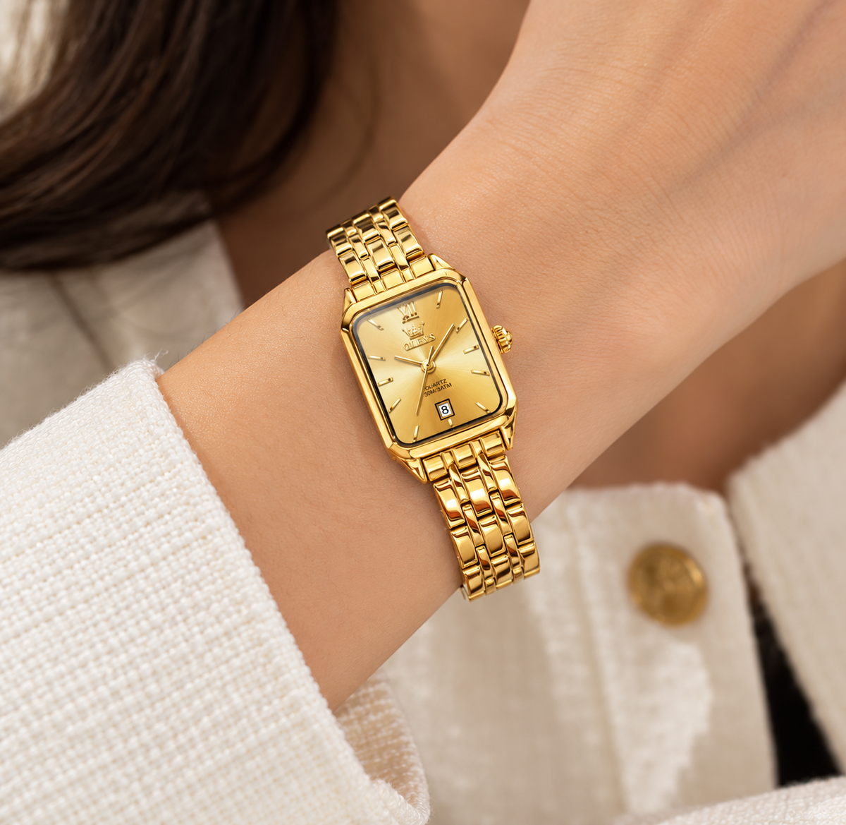 Relógio Feminino Lugano Dourado Mostrador Dourado Femme Montaise
