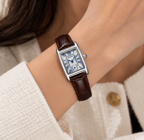 Relógio Feminino La Chaux Prateado Pulseira Marrom Femme Montaise