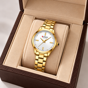 Relógio Feminino Évian Dourado Mostrador Branco Femme Montaise