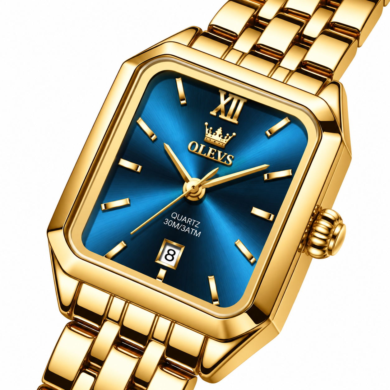 Relógio Feminino Lugano Dourado Mostrador Azul Femme Montaise