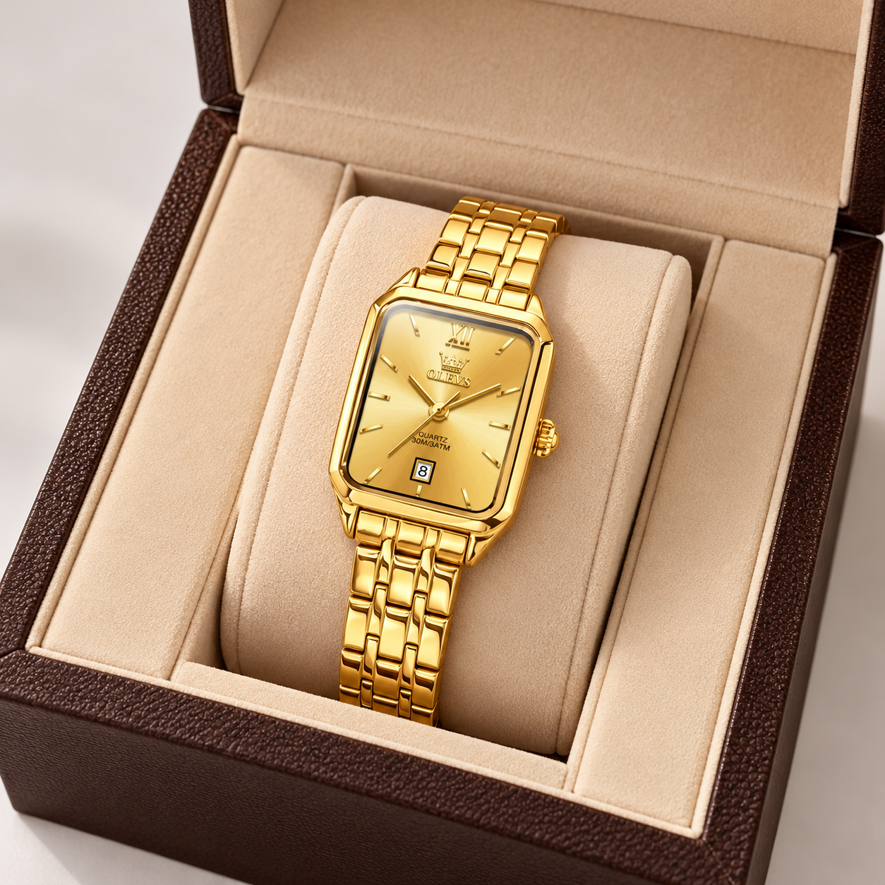 Relógio Feminino Lugano Dourado Mostrador Dourado Femme Montaise