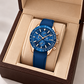 Relógio Masculino Aletsch Azul Rosé Pulseira Azul Davos Montaise