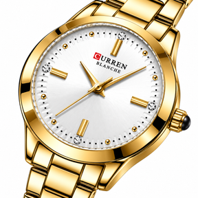 Relógio Feminino Évian Dourado Mostrador Branco Femme Montaise
