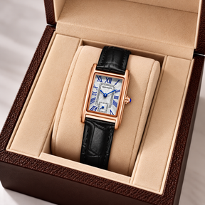 Relógio Feminino La Chaux Rosé Pulseira Preta Femme Montaise