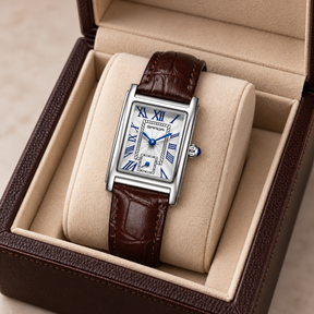 Relógio Feminino La Chaux Prateado Pulseira Marrom Femme Montaise