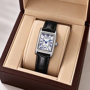 Relógio Feminino La Chaux Prateado Pulseira Preta Femme Montaise