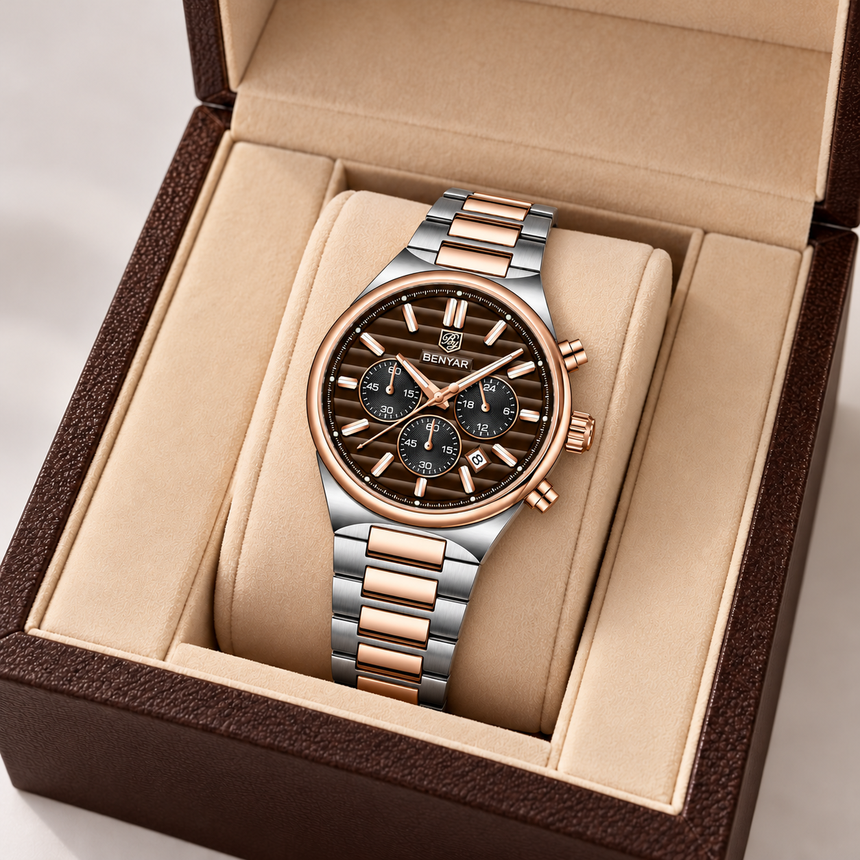 Relógio Masculino Sion Rosé Mostrador Marrom Alpenglow Montaise