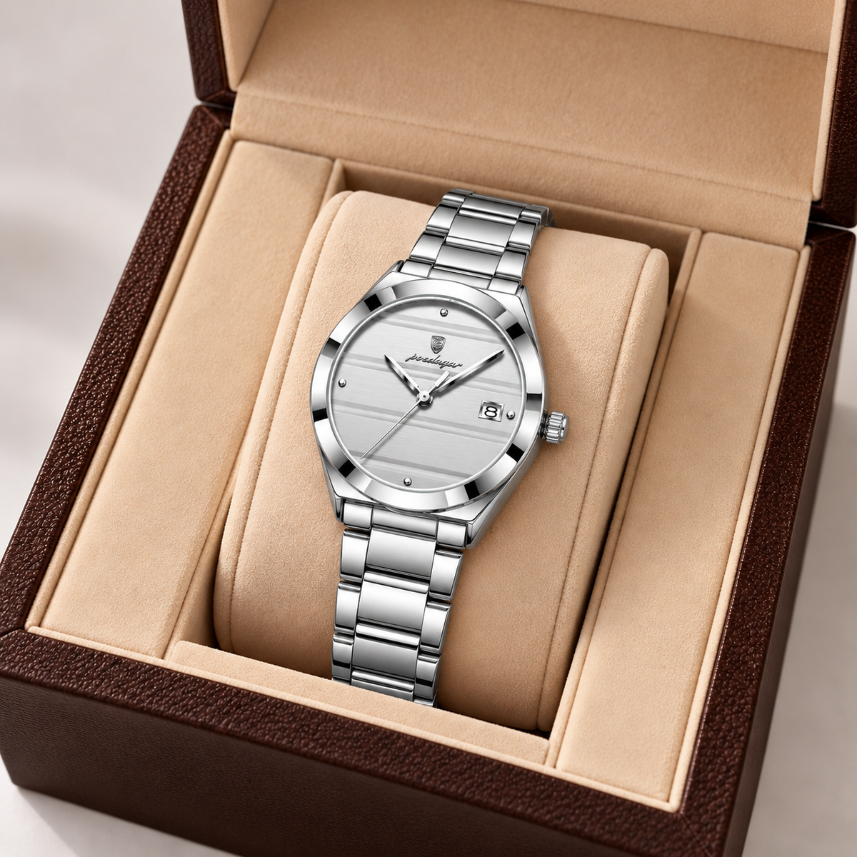 Relógio Feminino Vevey Prateado Mostrador Branco Femme Montaise