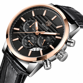 Relógio Masculino Corven Preto Rosé em Couro Montaise