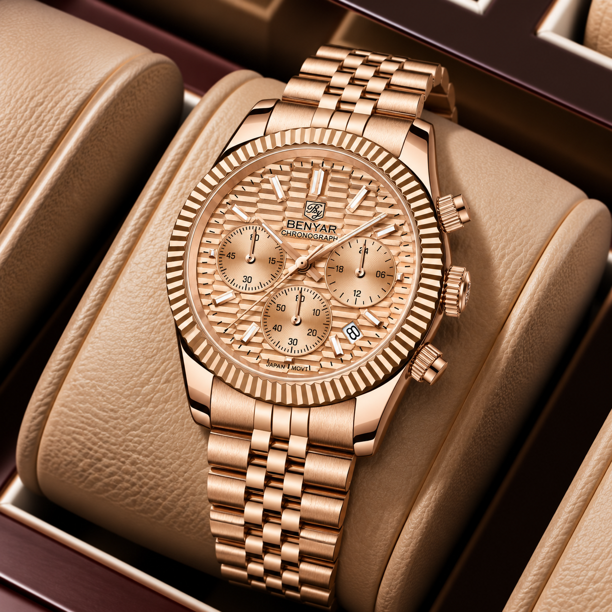 Relógio Masculino Eiger Dourado Rosé em Aço Alpenglow Montaise
