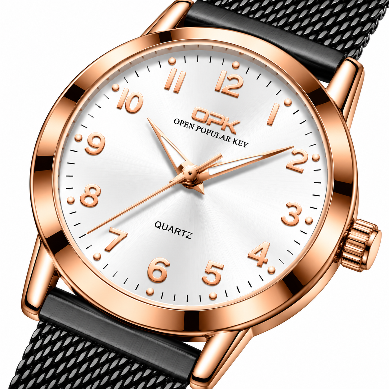 Relógio Feminino Annecy Rosé Pulseira Preta Mostrador Branco Femme Montaise