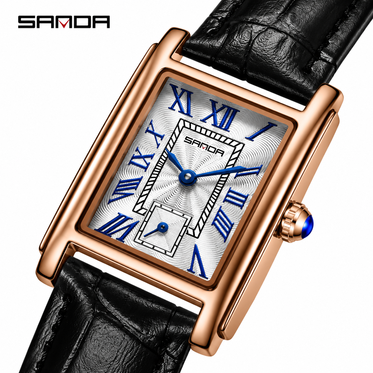 Relógio Feminino La Chaux Rosé Pulseira Preta Femme Montaise
