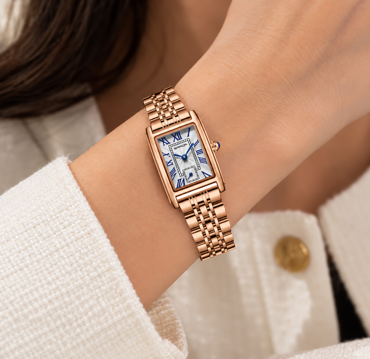 Relógio Feminino La Chaux Rosé Pulseira Metálica Femme Montaise