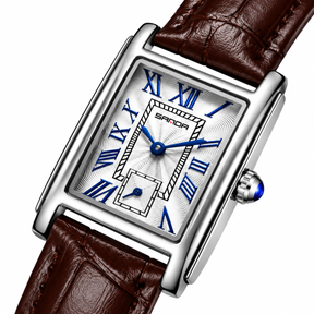 Relógio Feminino La Chaux Prateado Pulseira Marrom Femme Montaise