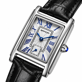 Relógio Feminino La Chaux Prateado Pulseira Preta Femme Montaise