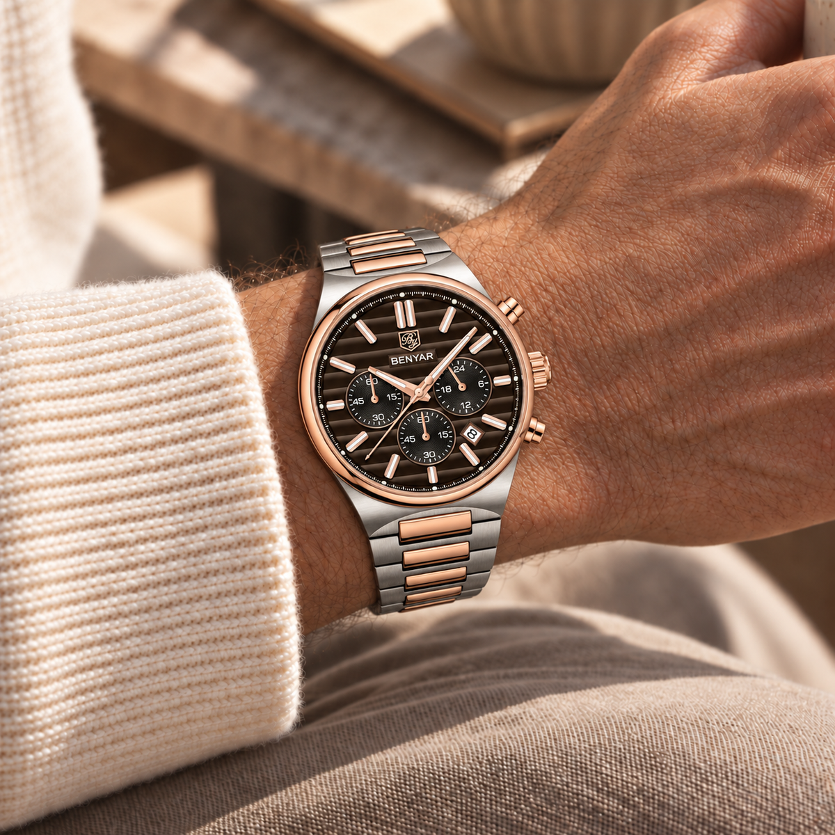 Relógio Masculino Sion Rosé Mostrador Marrom Alpenglow Montaise
