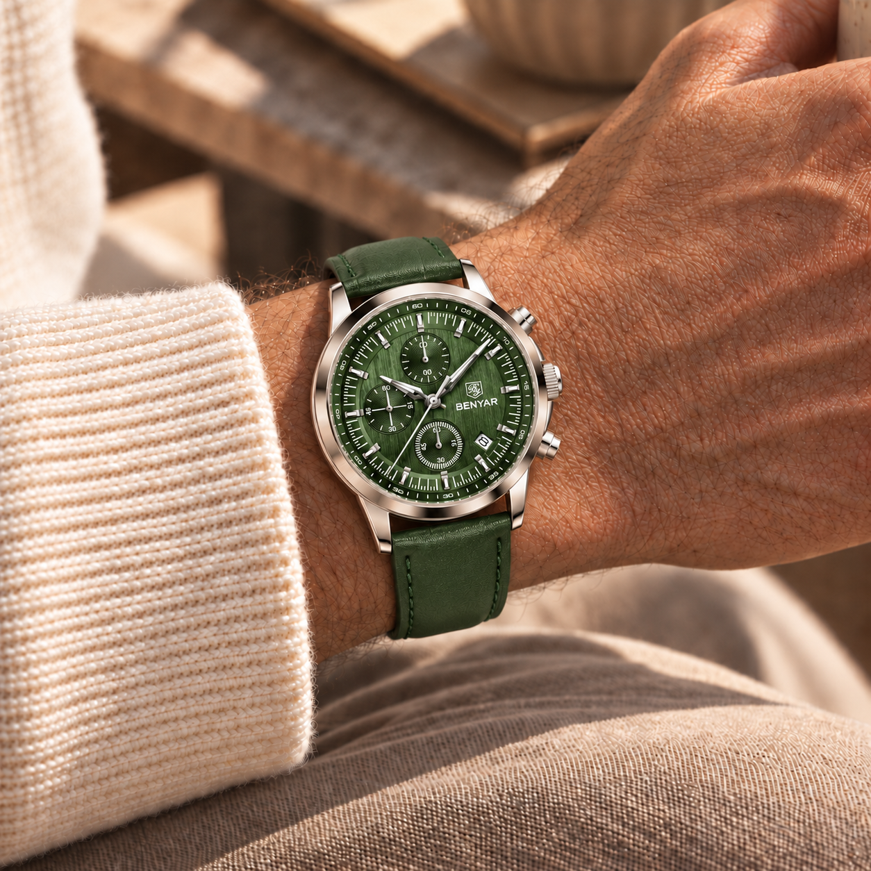 Relógio Masculino Lauter Verde em Couro Verde Grindelwald Montaise